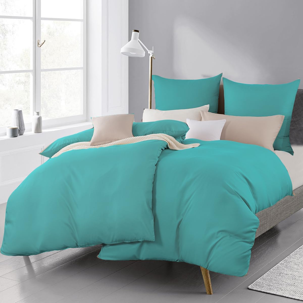 Thumbnail 2 de Kissenbezug 40x60 2er-Set Kopfkissenbezug türkis aus 100% Mikrofaser – knitterfrei & bügelfrei, mit Reißverschluss