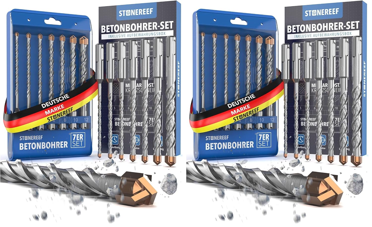 Thumbnail 6 de 7-tlg. Betonbohrer Set Rundschaft Ø 4–10 mm – YG8C Hartmetallspitze, geeignet für Beton, Mauerwerk & Ziegel