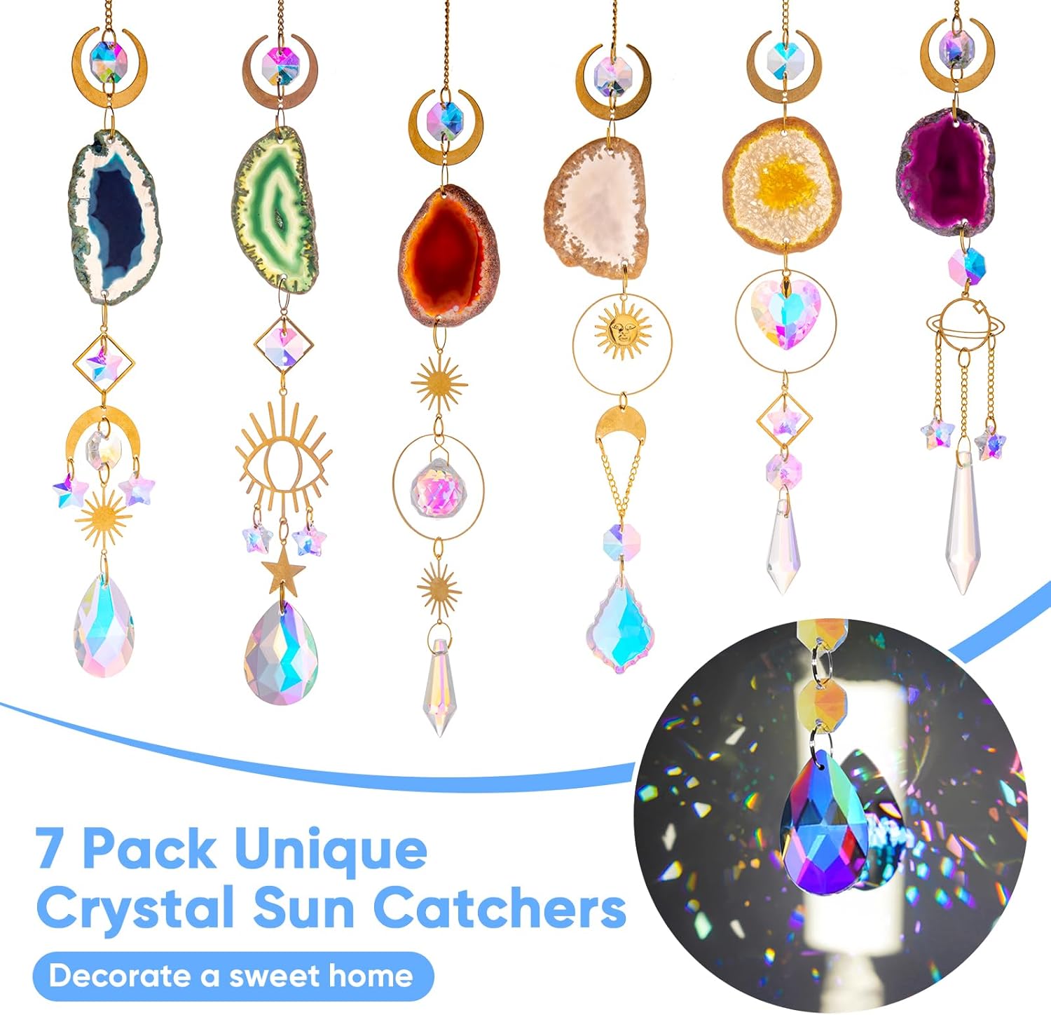 Thumbnail 6 de BlumWay 7-piece Sun Catchers for Windows with crystal prisms and hanging wind chimes