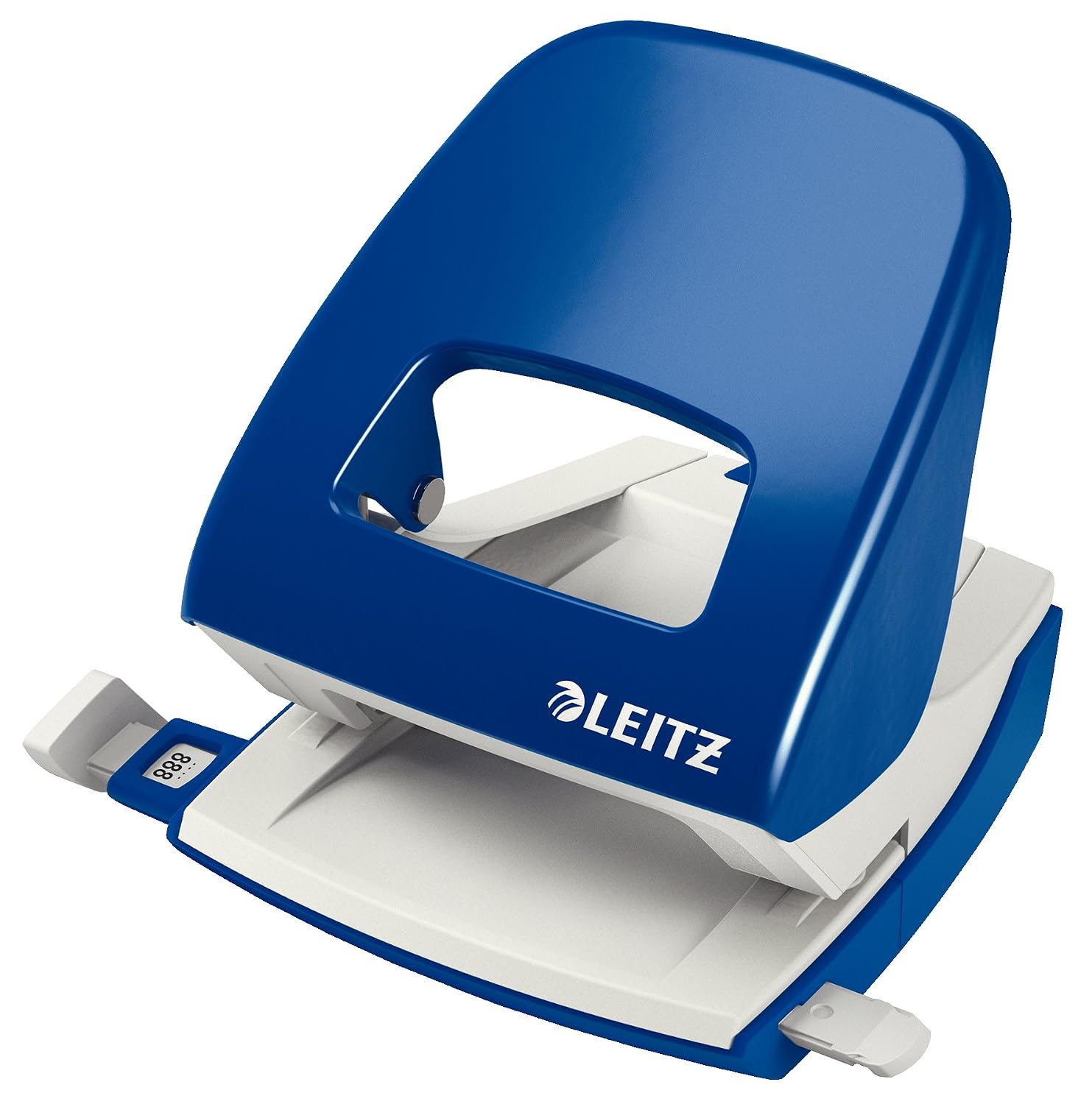 Leitz Büro Locher aus Metall – 30 Blatt, Anschlagschiene, blau (50080035)