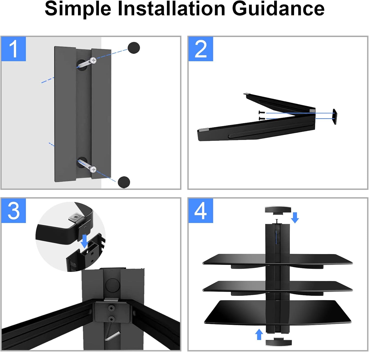 Thumbnail 5 de suptek CS303 3-Shelf Floating Wall Bracket with Tempered Glass for TV & AV Accessories