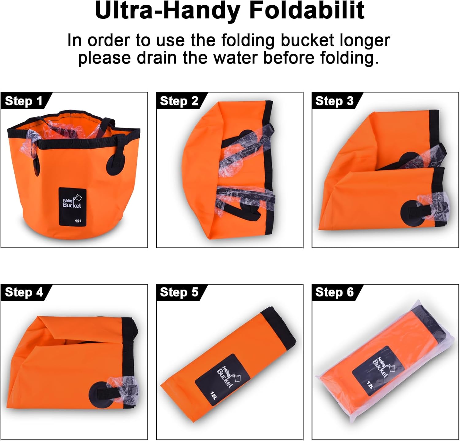 Detalle 2 de iGreely 2 Pack Handy Folding Bucket 12L for Camping 🪣