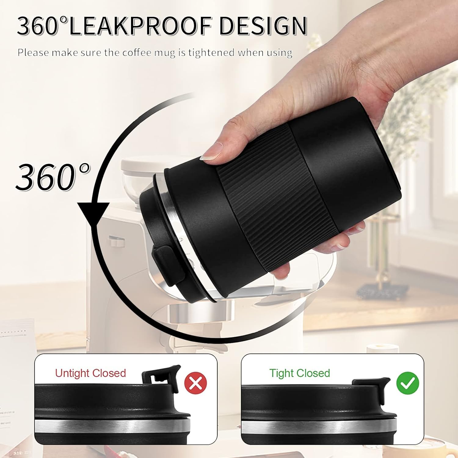 Detalle 2 de YINBAOGE Insulated Travel Coffee Mug 12 oz