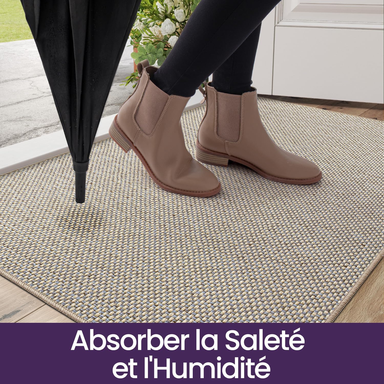 Thumbnail 3 de DEXI Tapis Entree Intérieur 90 x 140 cm - Paillasson Absorbant et Antidérapant Beige