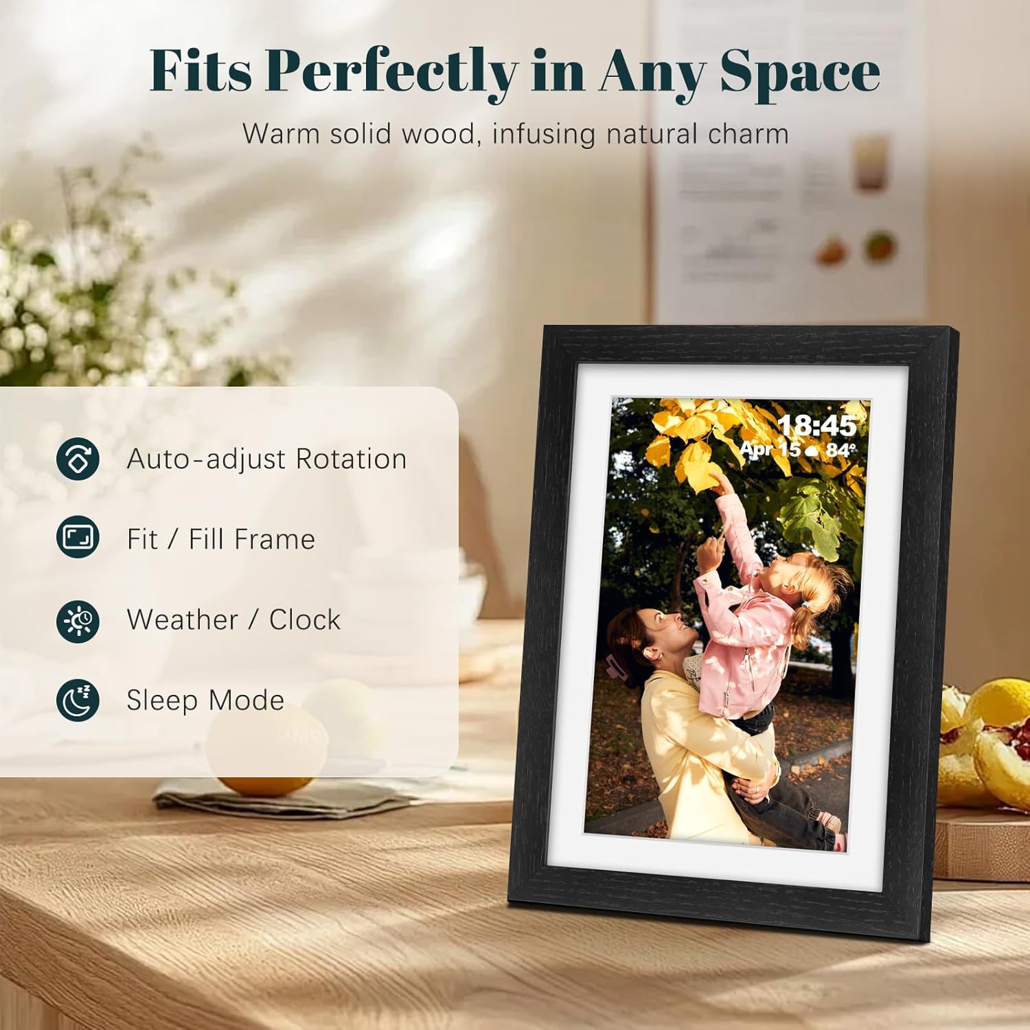 Thumbnail 4 de Digital Photo Frame WiFi Oak Wood Frame (10.1 inch) with 32GB storage and Frameo app sharing
