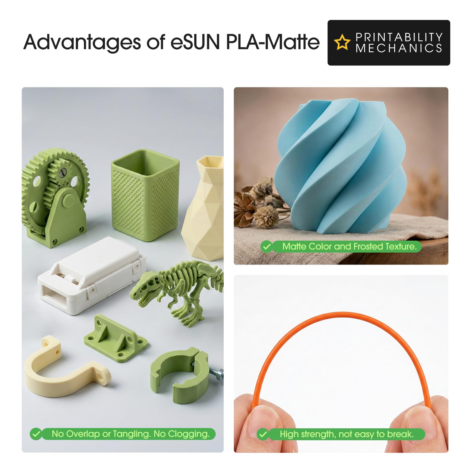 Detalle 2 de eSUN Matte PLA Filament 1,75 mm, 1 kg