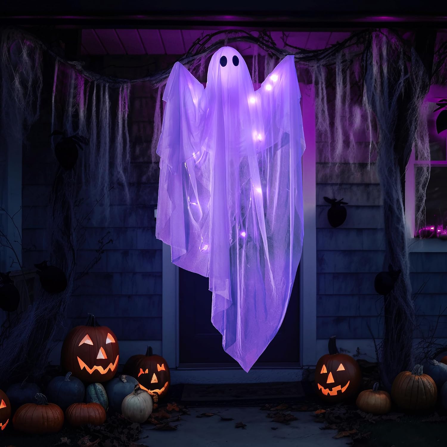 Thumbnail 5 de JOYIN 15575 47-Inch Hanging Ghost with Purple LED and Timer