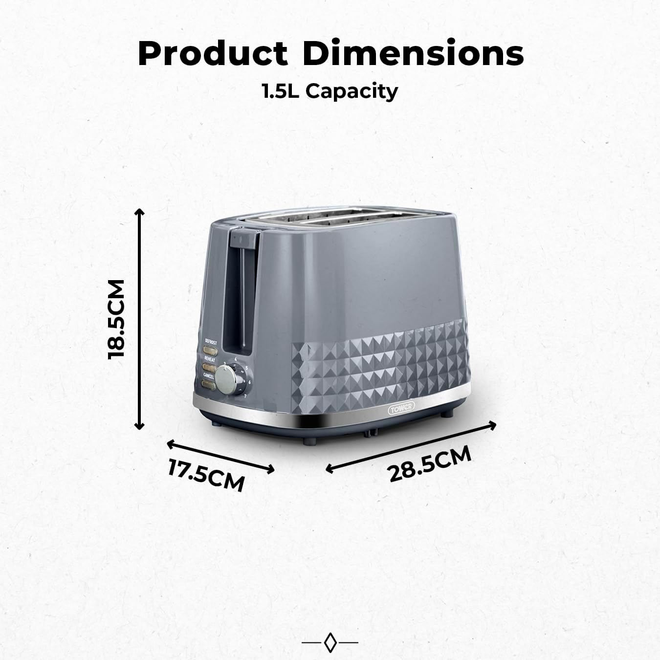 Detalle 2 de Tower T20082GRY Solitaire 2 Slice Toaster: a practical, stylish addition to a busy kitchen