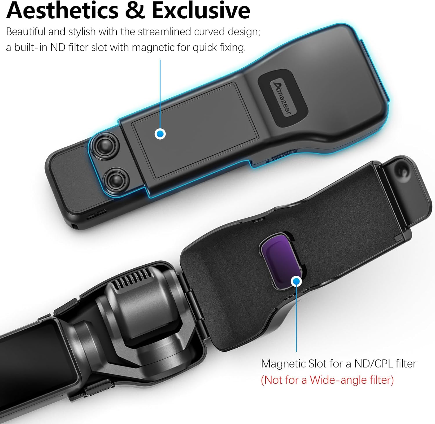 Thumbnail 6 de AMAZEAR custodia protettiva rigida con copriobiettivo per DJI Osmo Pocket 3 (accessori), compatta e ad apertura/chiusura rapida, nero