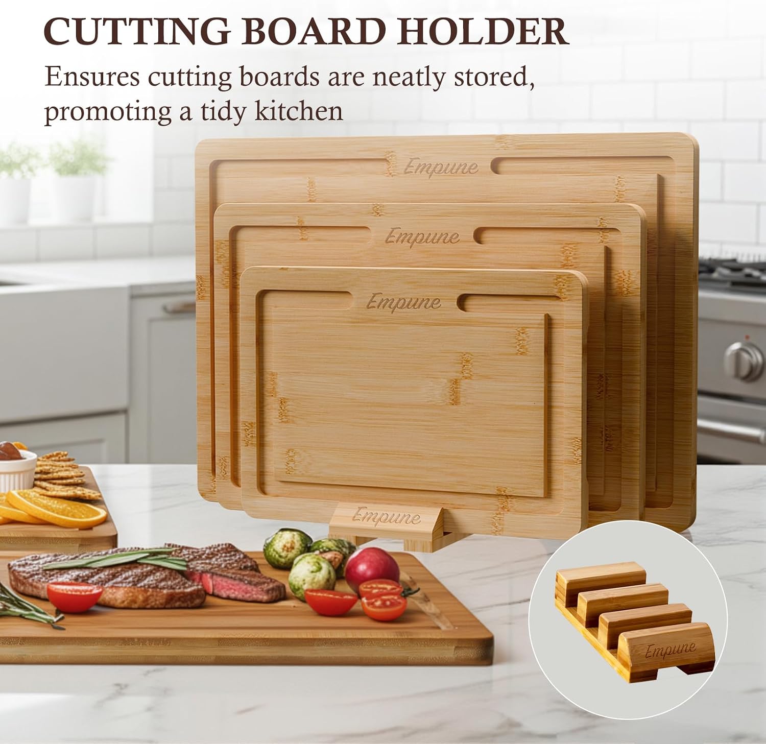 Thumbnail 4 de Empune Bamboo Cutting Board Set for Kitchen ๐ฝ