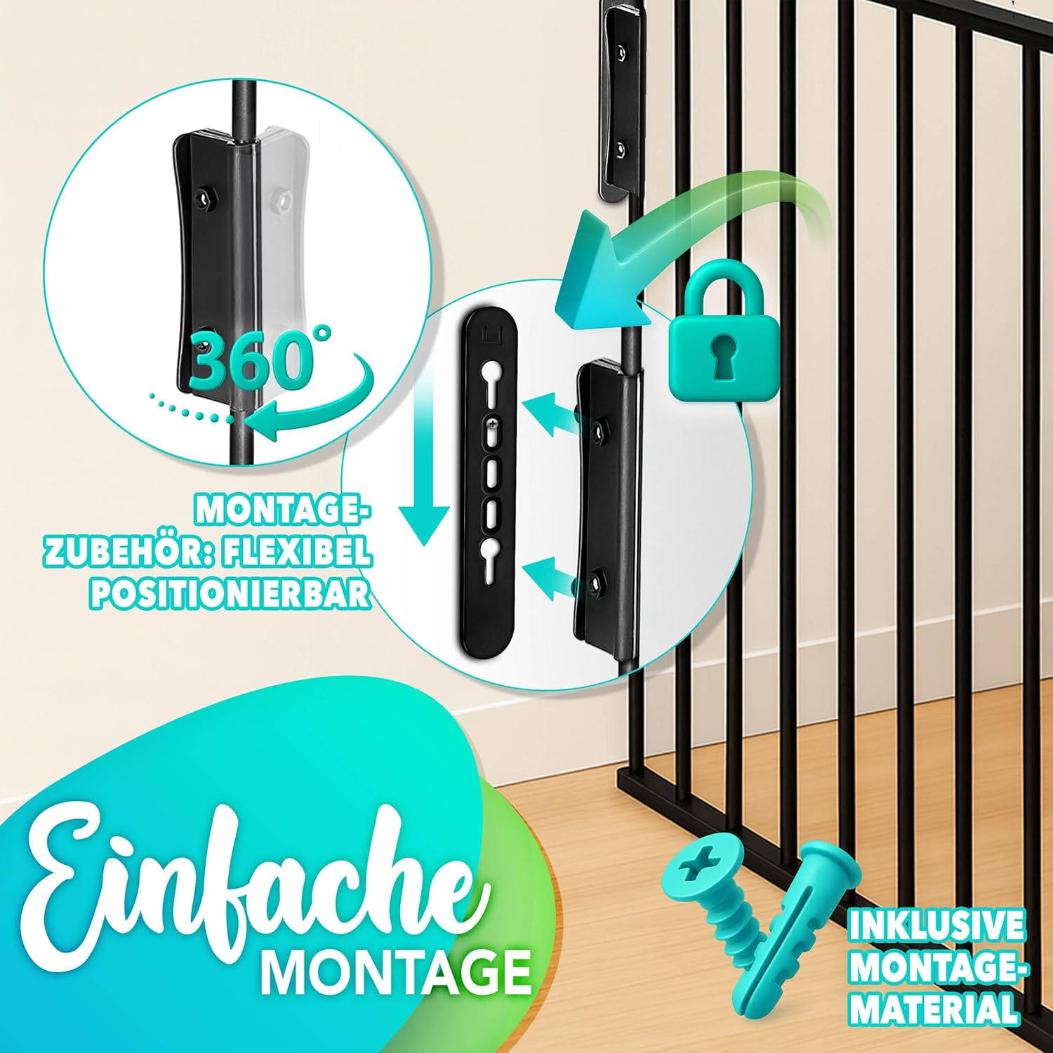 Thumbnail 3 de KIDUKU Kaminschutzgitter mit Tür Metall 480 cm – flexibles Konfigurationsgitter, Schwarz
