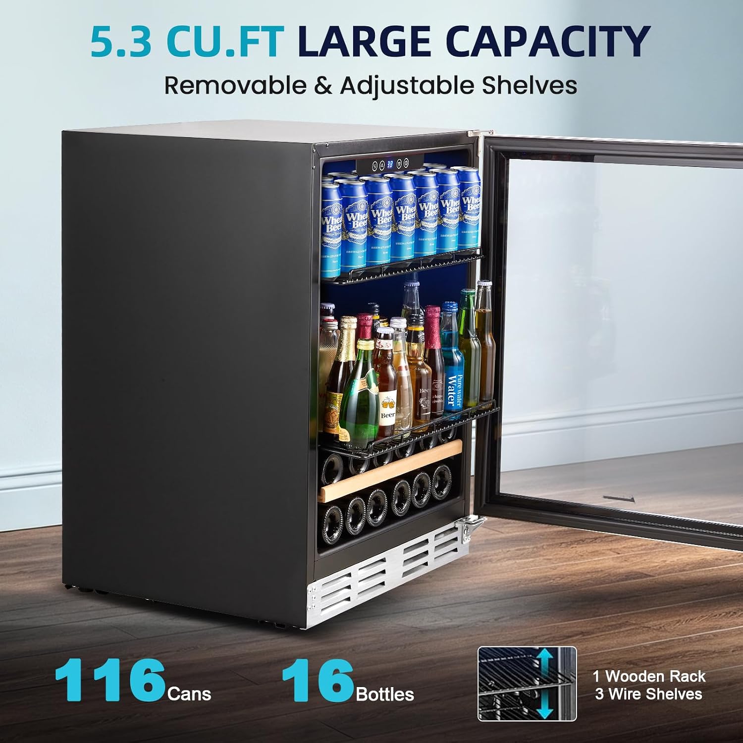 Detalle de Kalamera KRC-46DZB-R_C3 24-Inch Beverage and Wine Cooler, 5.2 cu. ft.