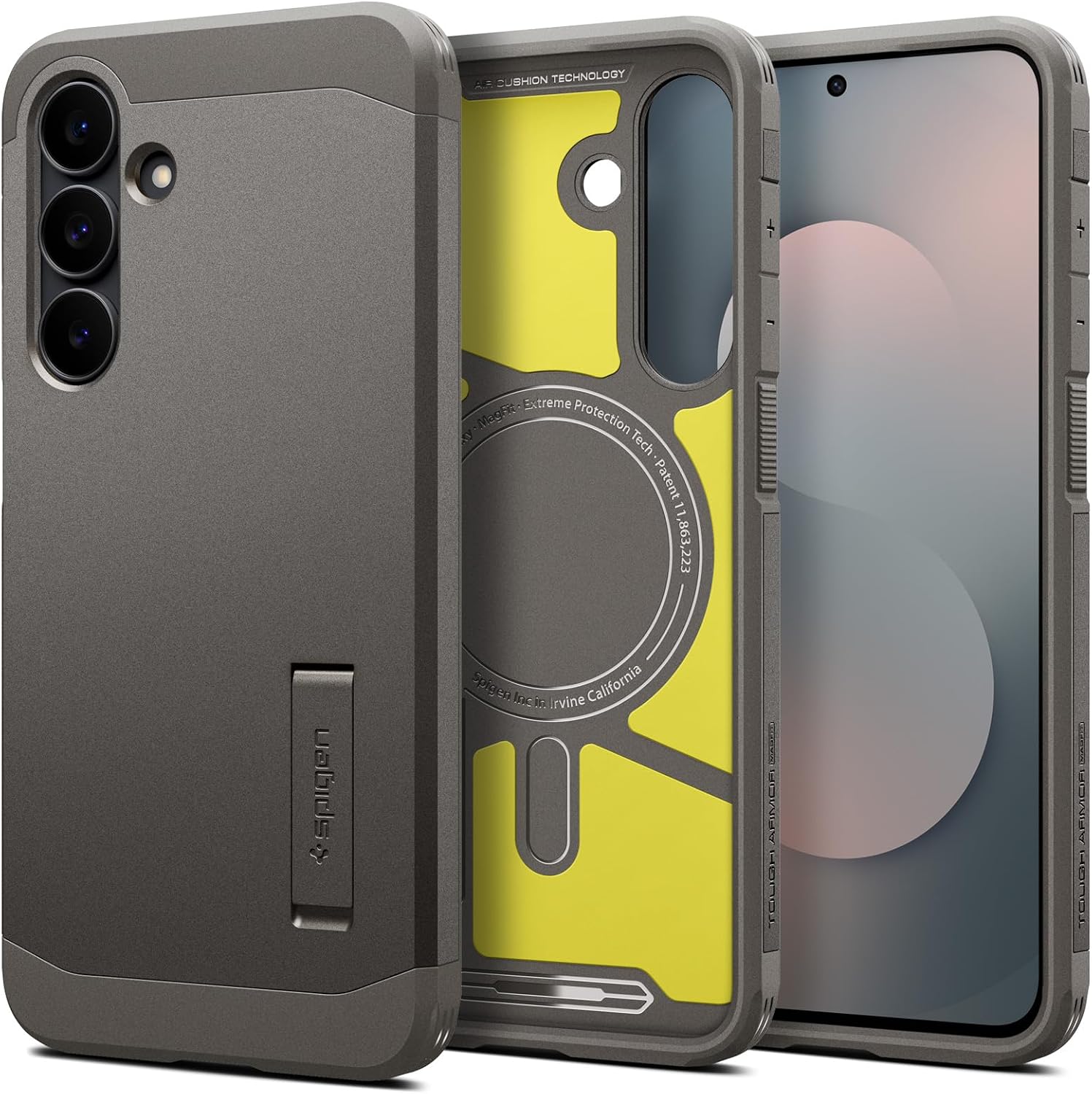 Detalle de Spigen Tough Armor MagFit pour Samsung Galaxy S25 FE (Gunmetal) : coque antichoc à maintien MagFit