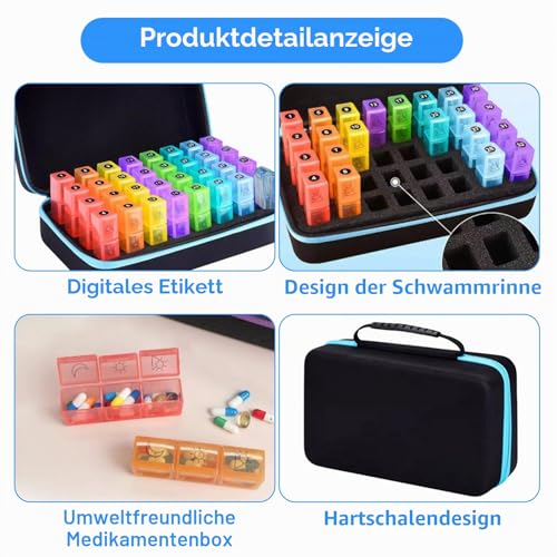 Detalle de Monatlicher Pillen-Organizer 31 Tage – Yuehuamech, 3 Fächer pro Dose