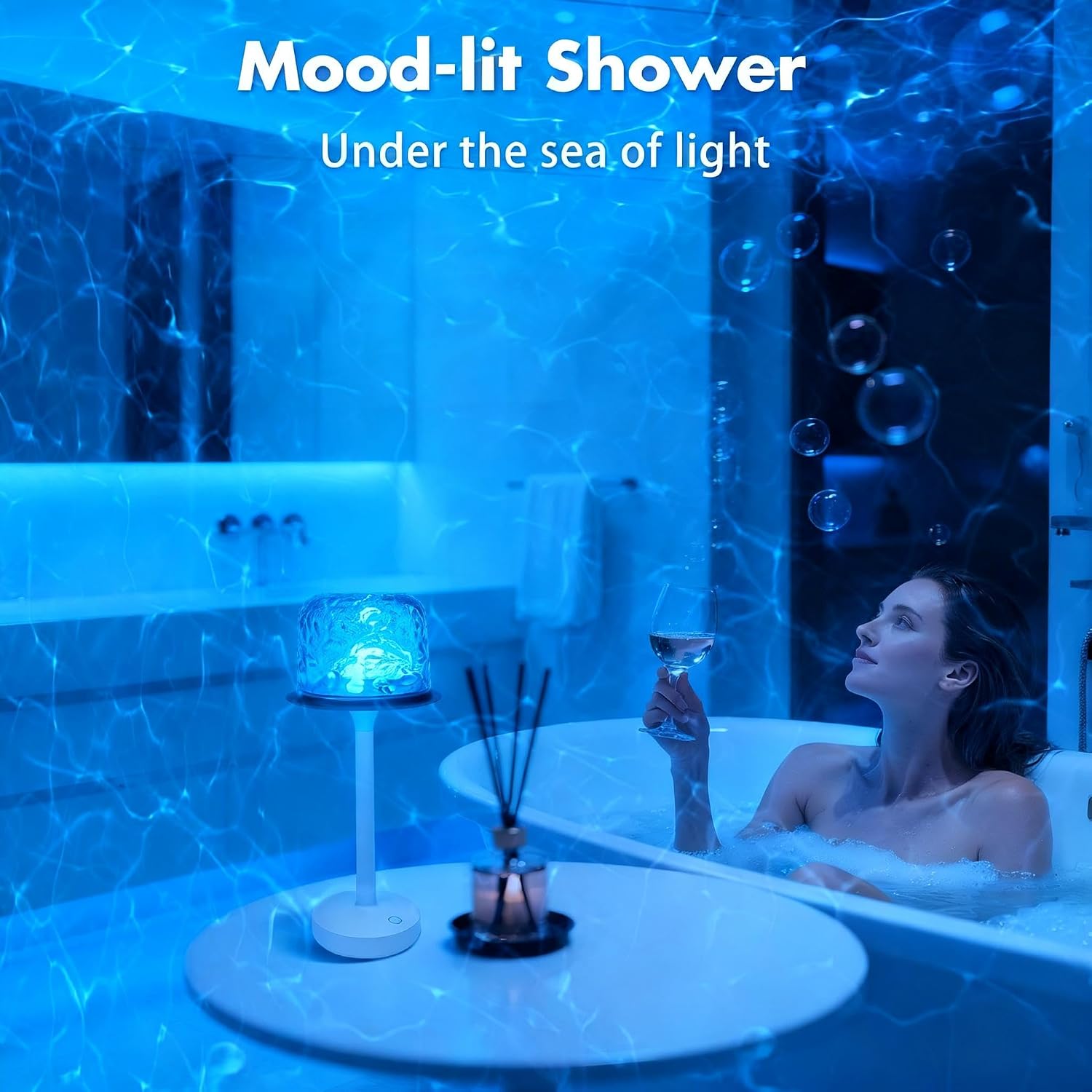 Detalle 2 de Lazukes BG0009A1 Waterproof Shower Lamp with Ocean Wave Projector & Remote