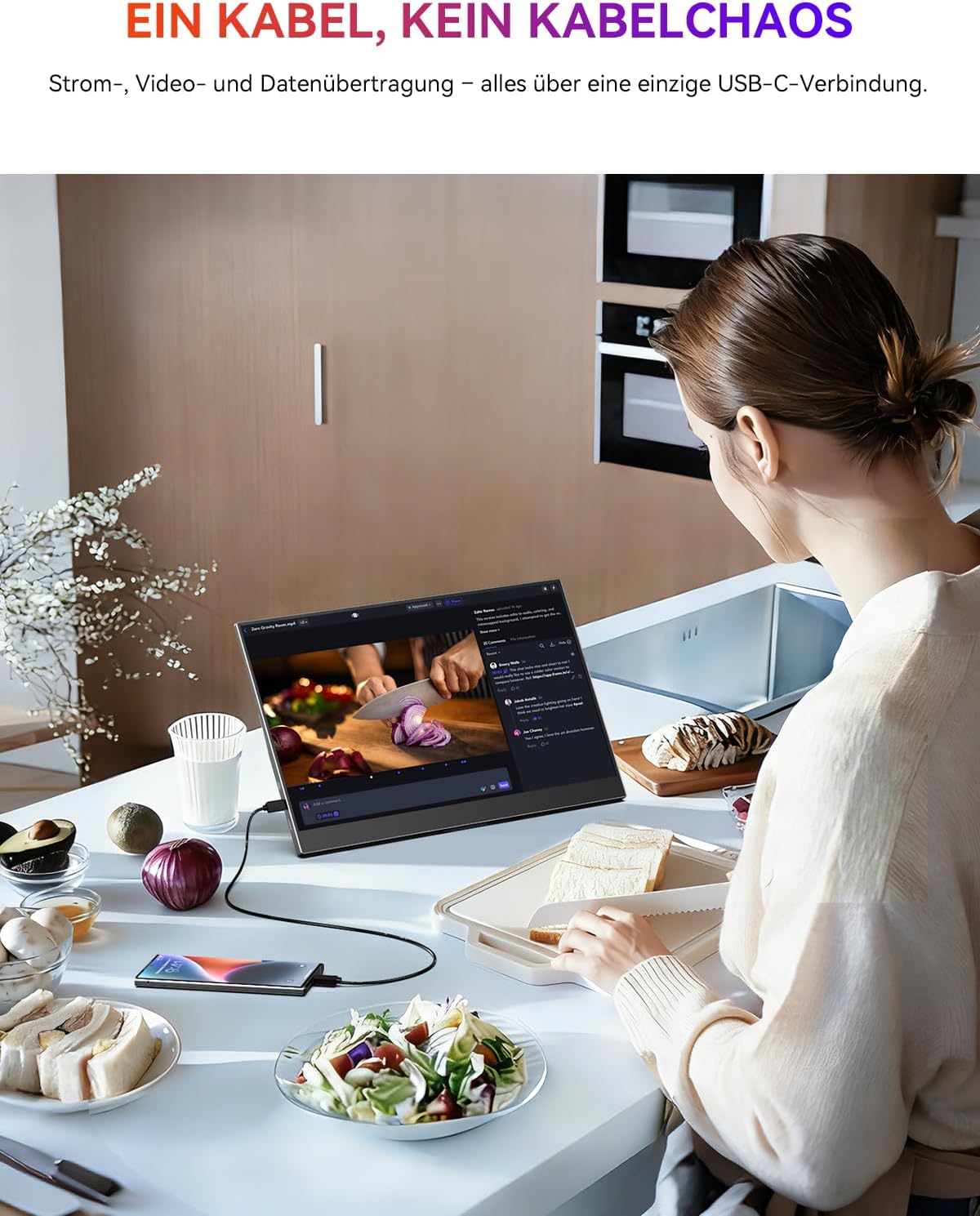 Thumbnail 5 de UPERFECT tragbarer Monitor 15,6 Zoll (125% sRGB) – FHD IPS mit mattem Display und Klappständer
