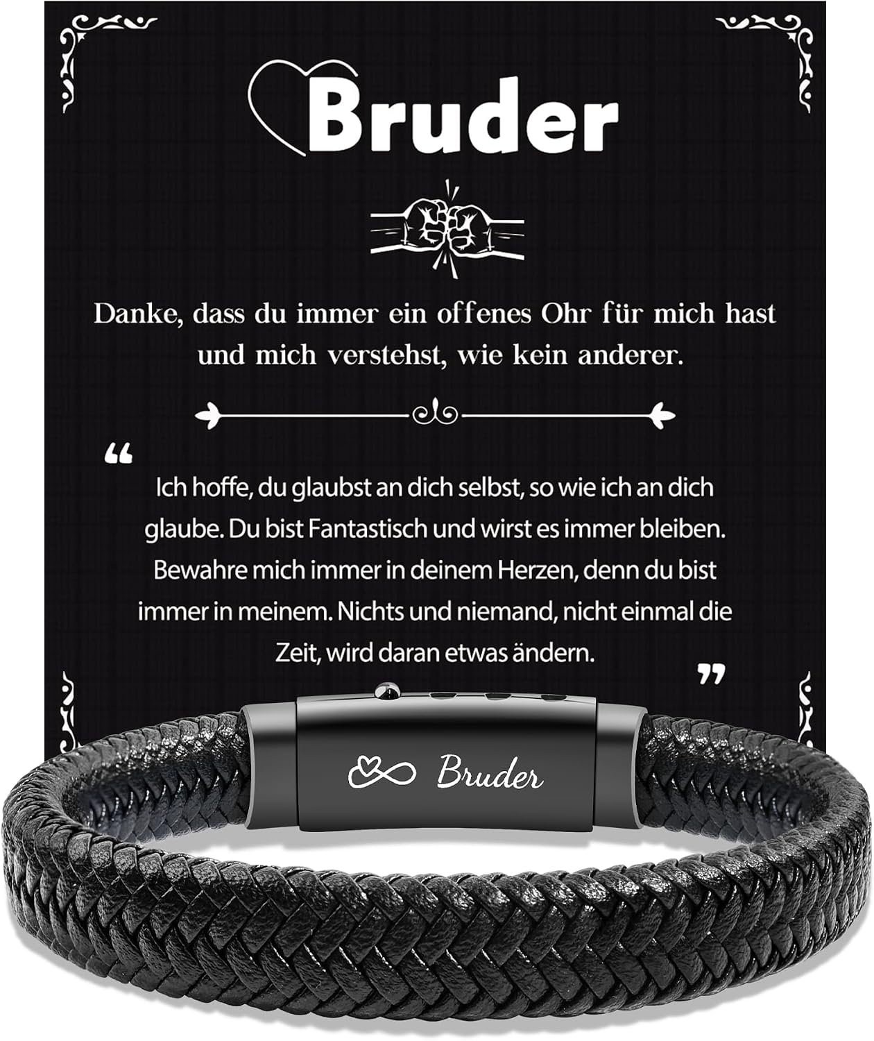 Thumbnail 6 de CheersLife Ich Liebe Dich Lederarmband 20-21,5 cm