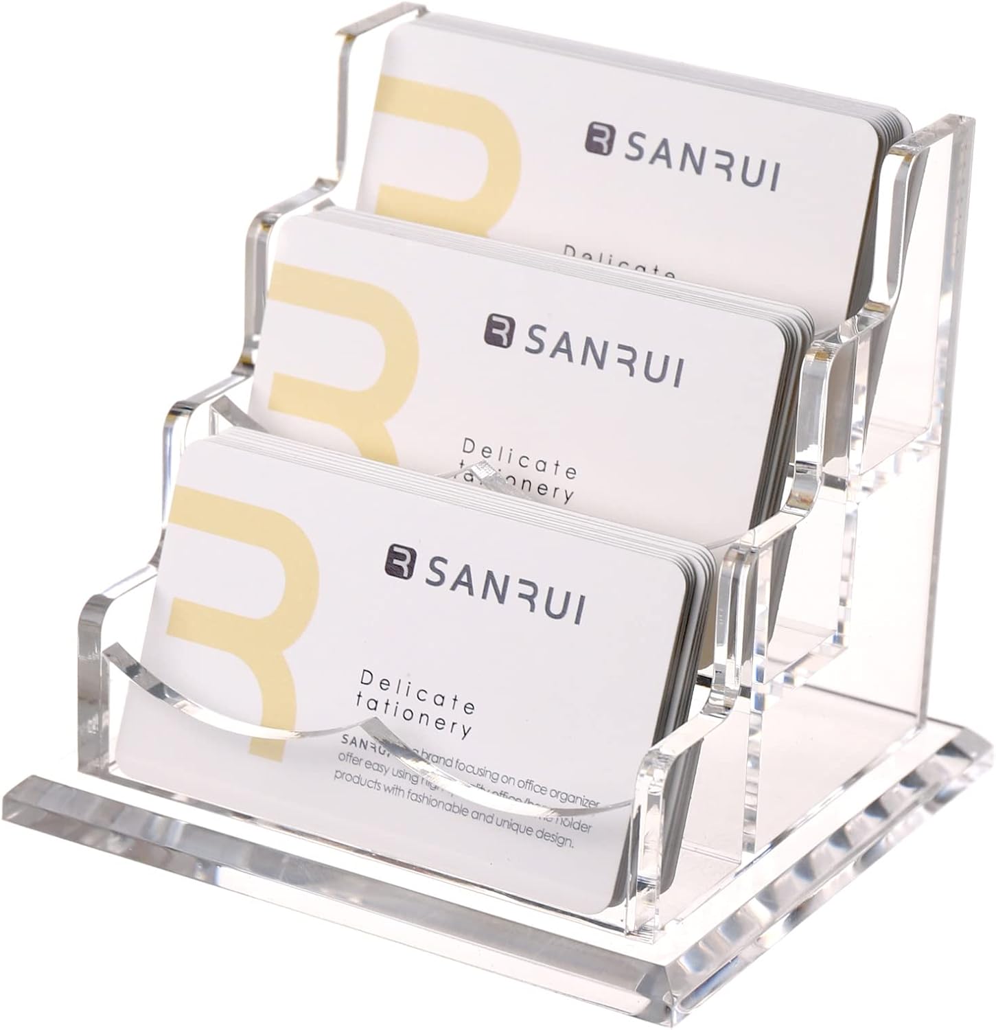 Detalle de SANRUI Clear Acrylic Business Card Holder, 3-Tier Desk Display