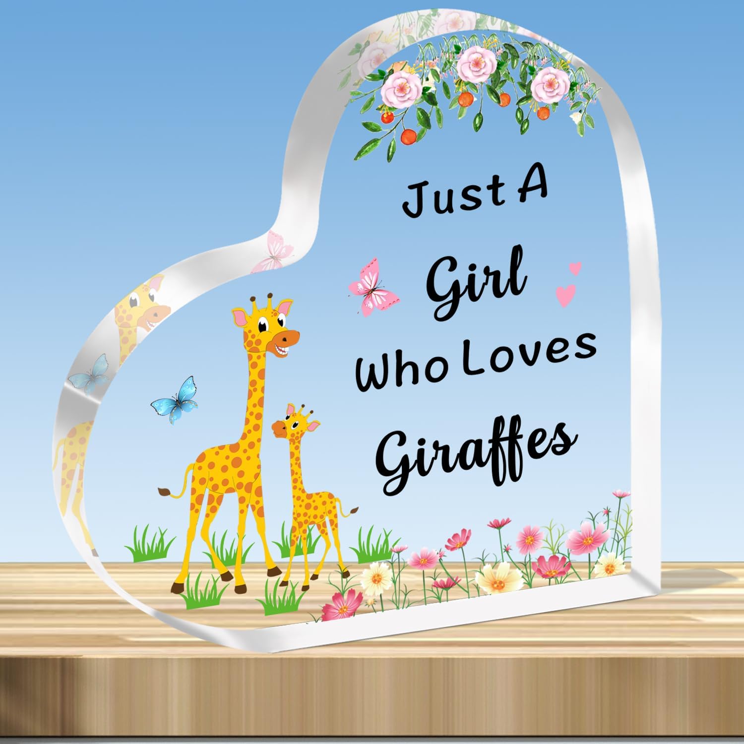Detalle de JMIMO Giraffe Acrylic Plaque – Just A Girl Who Loves Giraffes