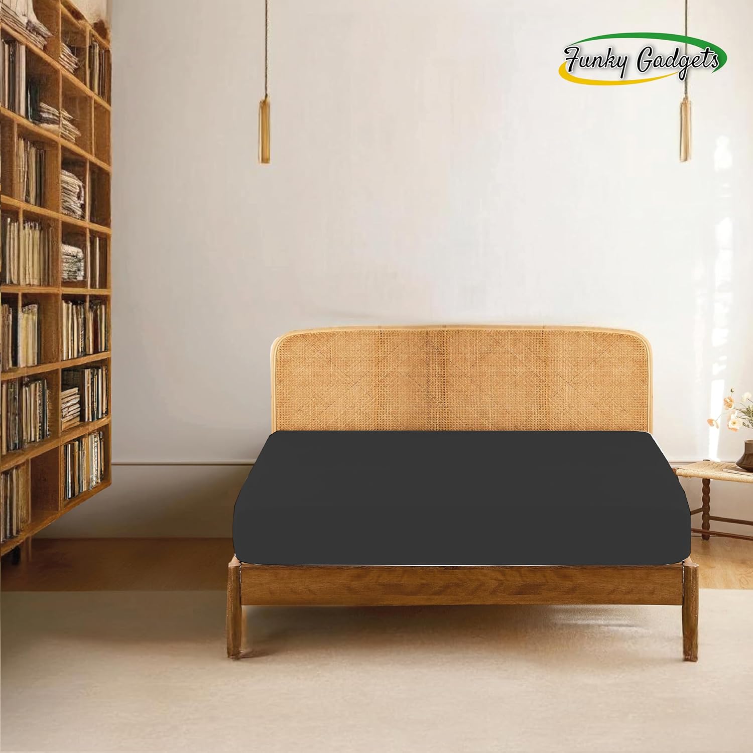 Detalle 2 de Funky Gadgets King Size Fitted Sheet with Extra Deep Pocket (40cm) in Charcoal/Dark Grey – 152 x 200cm