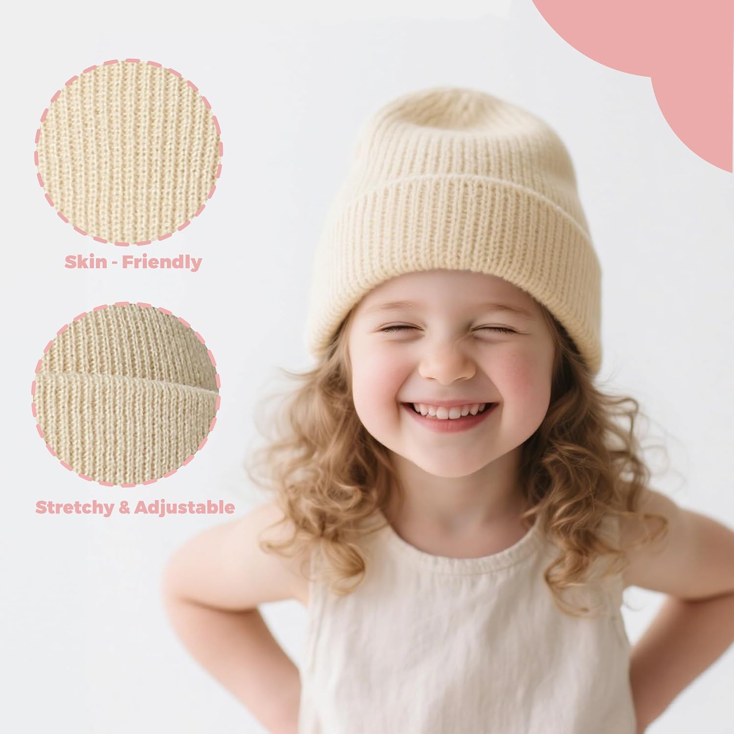 Detalle de Baby beanie hat for winter, knit warmth 1-6