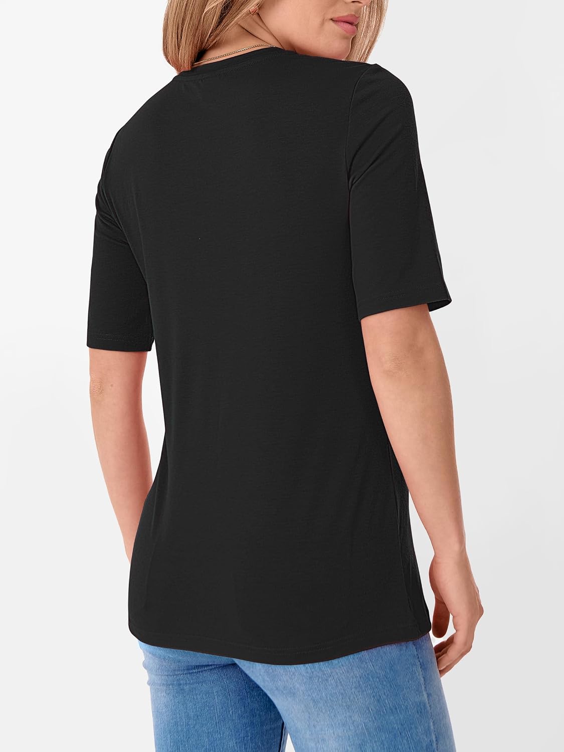 Thumbnail 4 de ANRABESS Women's Half Sleeve Crewneck Basic Tee: Everyday Workwear That Fits