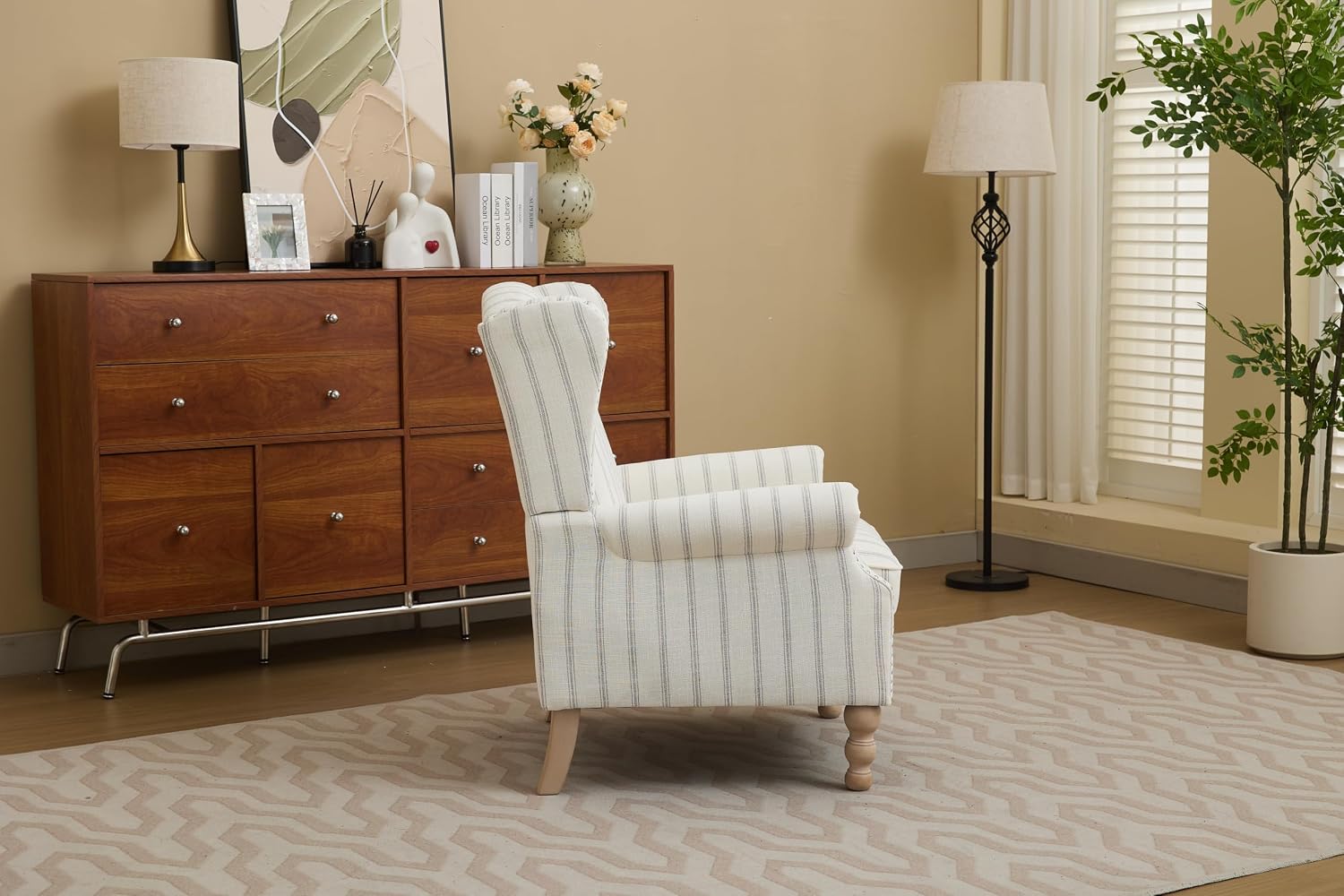 Detalle 2 de KEIKI Striped Wingback Accent Chair