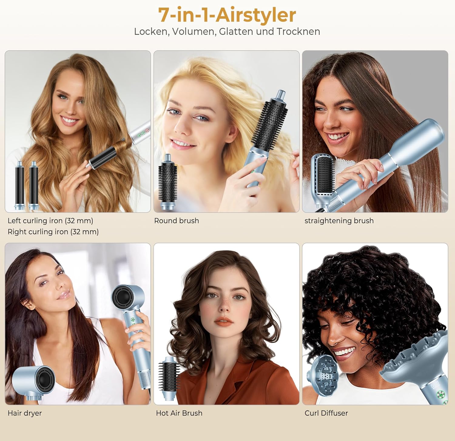 Detalle 2 de OKWRAP Hair Styler 7in1 Airstyler mit Glättbürste