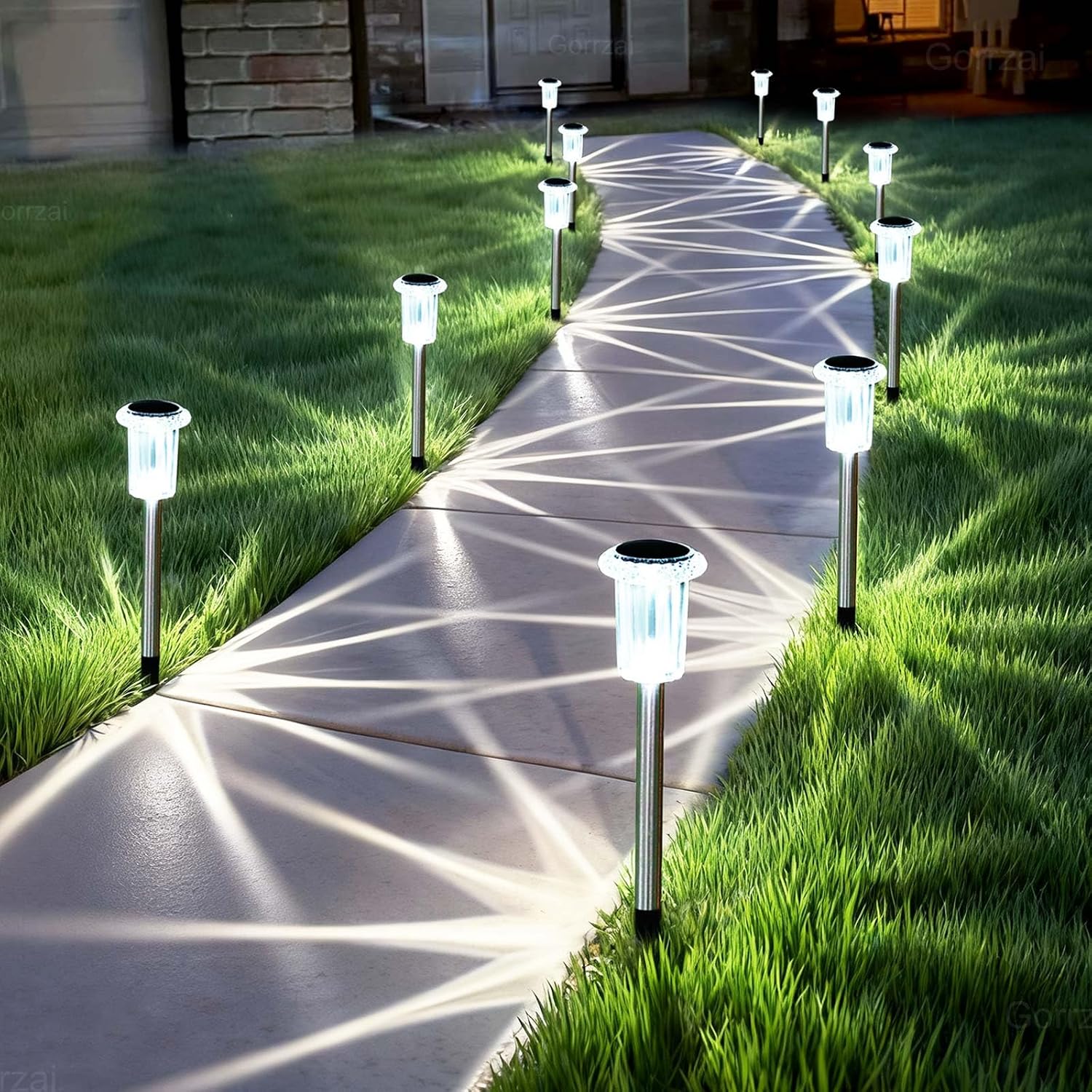 Detalle de Gorrzai COO-55T10 Solar Pathway Lights, 15-Pack, Cool White LEDs