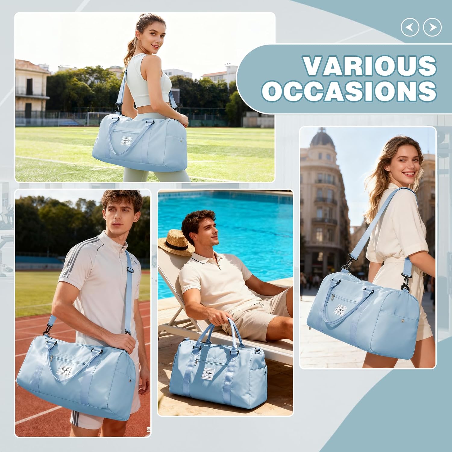 Thumbnail 6 de WEPLAN Sport Duffel Bag Himmelblau 46x25x28 cm
