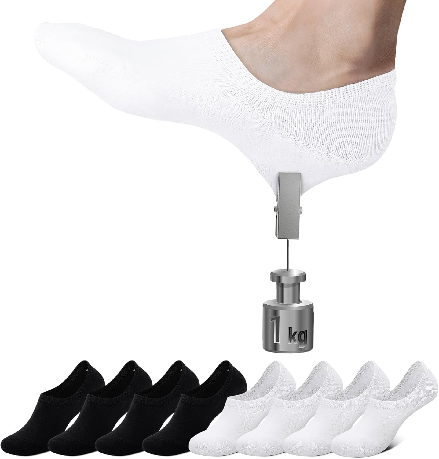 Thumbnail 3 de Falechay Chaussettes Basses Femme Homme – 8 Paires invisibles en coton, antidérapantes