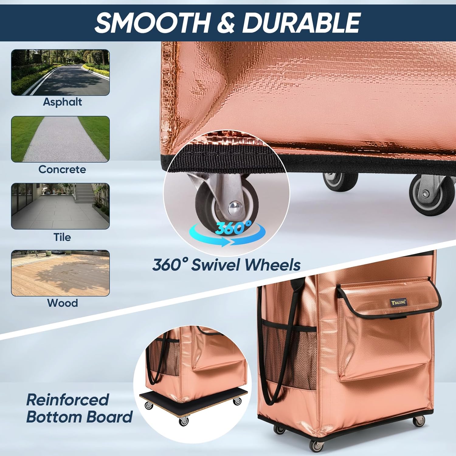 Thumbnail 3 de BALEINE Reusable Grocery Bags on Wheels Rolling Tote Bag (Large Rolling Shopping Cart Tote)