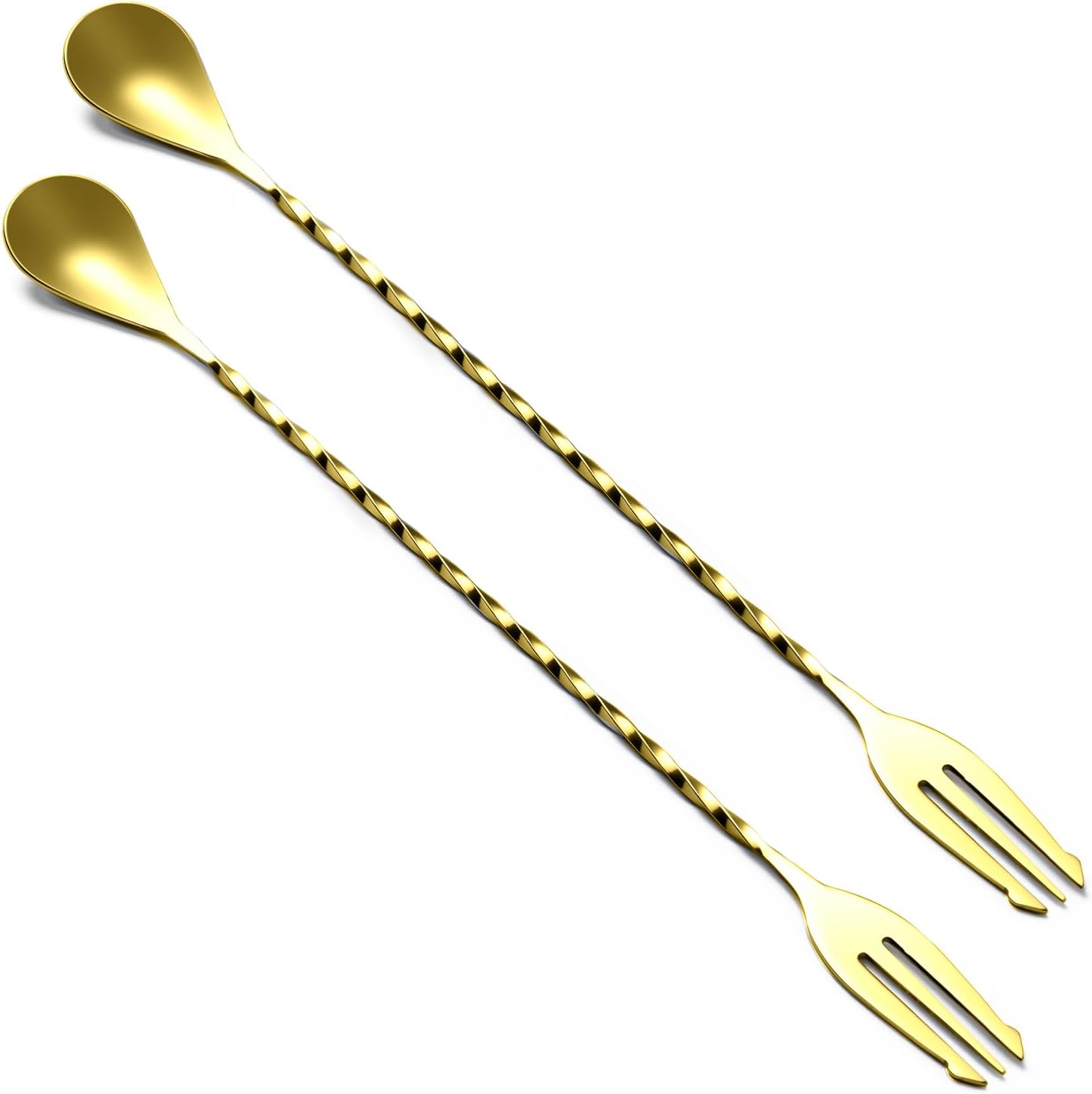Detalle de BRIOUT BarSpoon-12Inch Cocktail Bar Spoons, Gold 18/8 Stainless Steel, 2-Piece