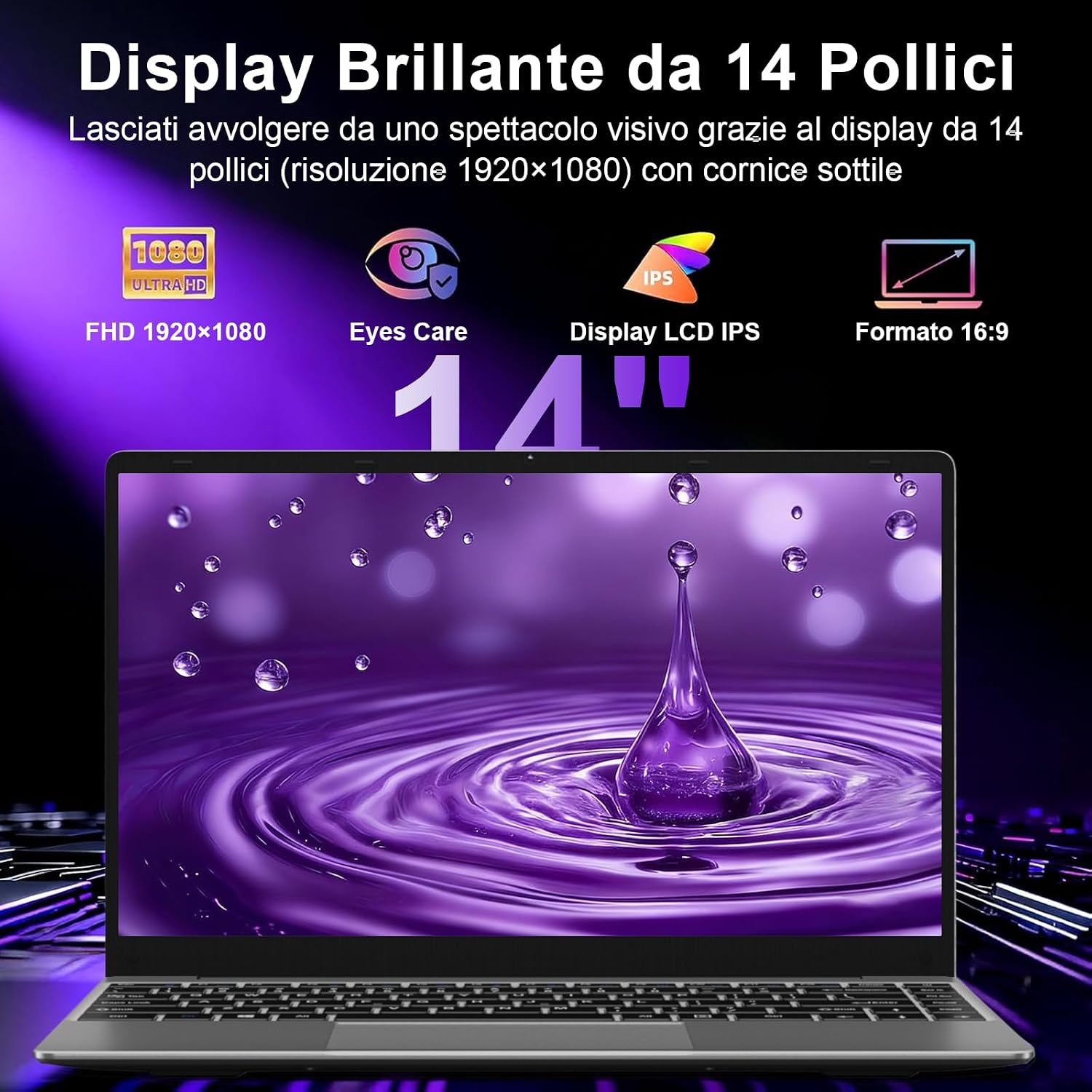 Thumbnail 4 de bvate PC Portatile 14'' con Windows 11, 256 GB SSD, Celeron N4020, espansione SSD fino a 1 TB – Grigio