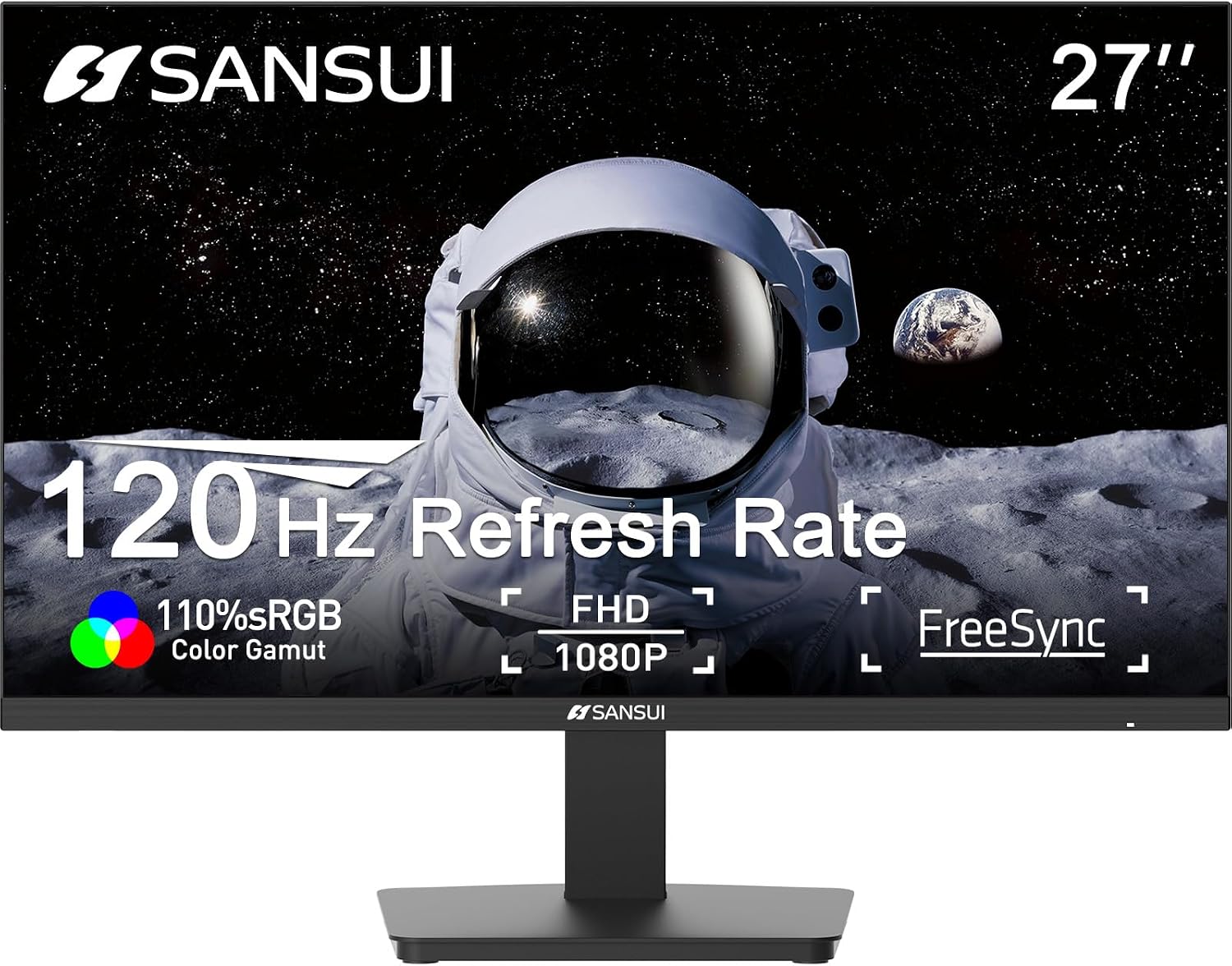 Detalle de SANSUI ES-27F2 27-Inch Full HD Monitor, 120Hz, HDMI/DP, VESA Mount