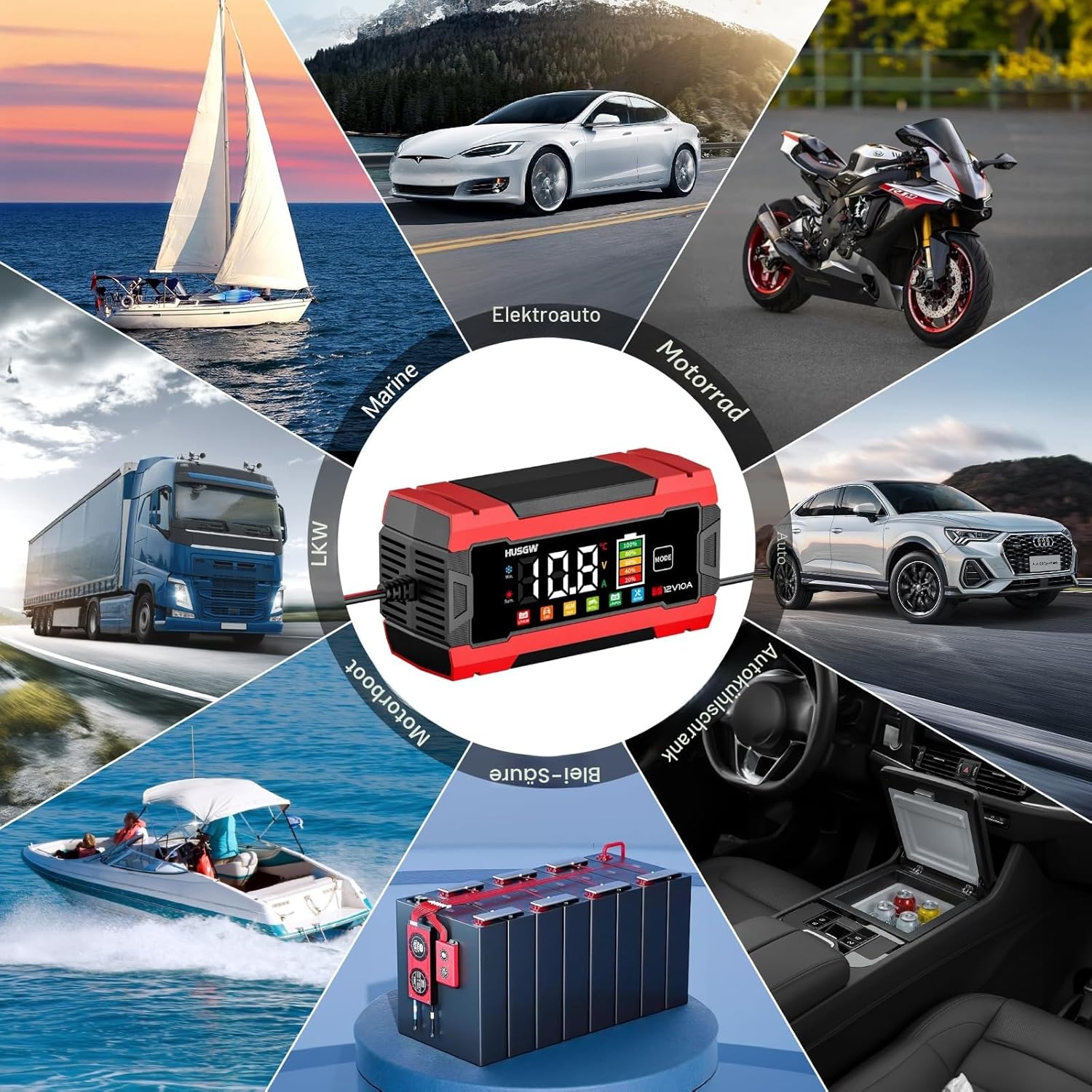 Thumbnail 3 de 10A Autobatterie Ladegerät 12V LiFePO4