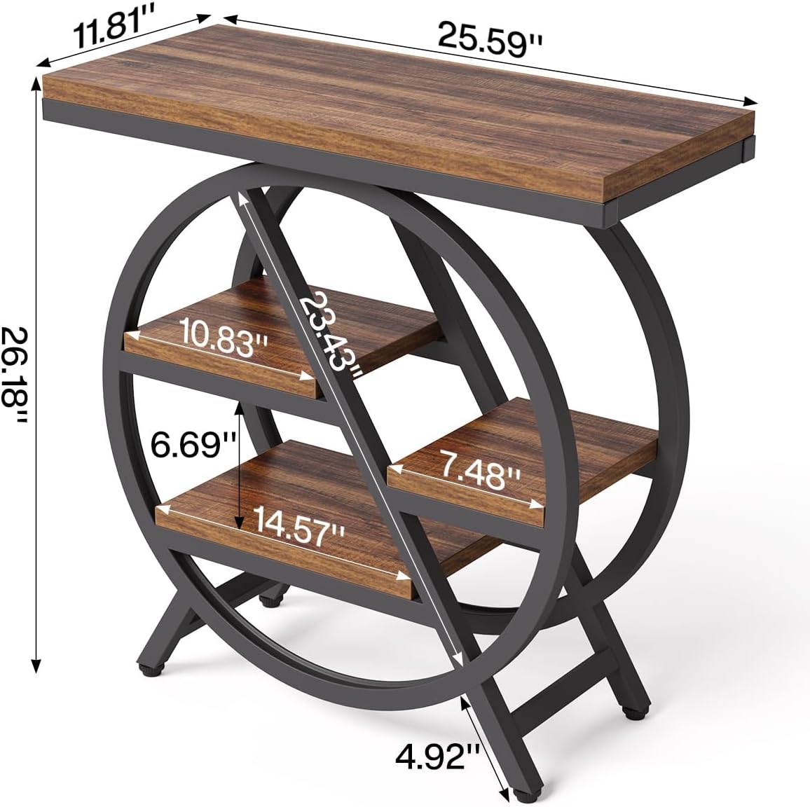 Detalle de LITTLE TREE JW0718 Narrow End Table, 4-Tier Storage, Brown