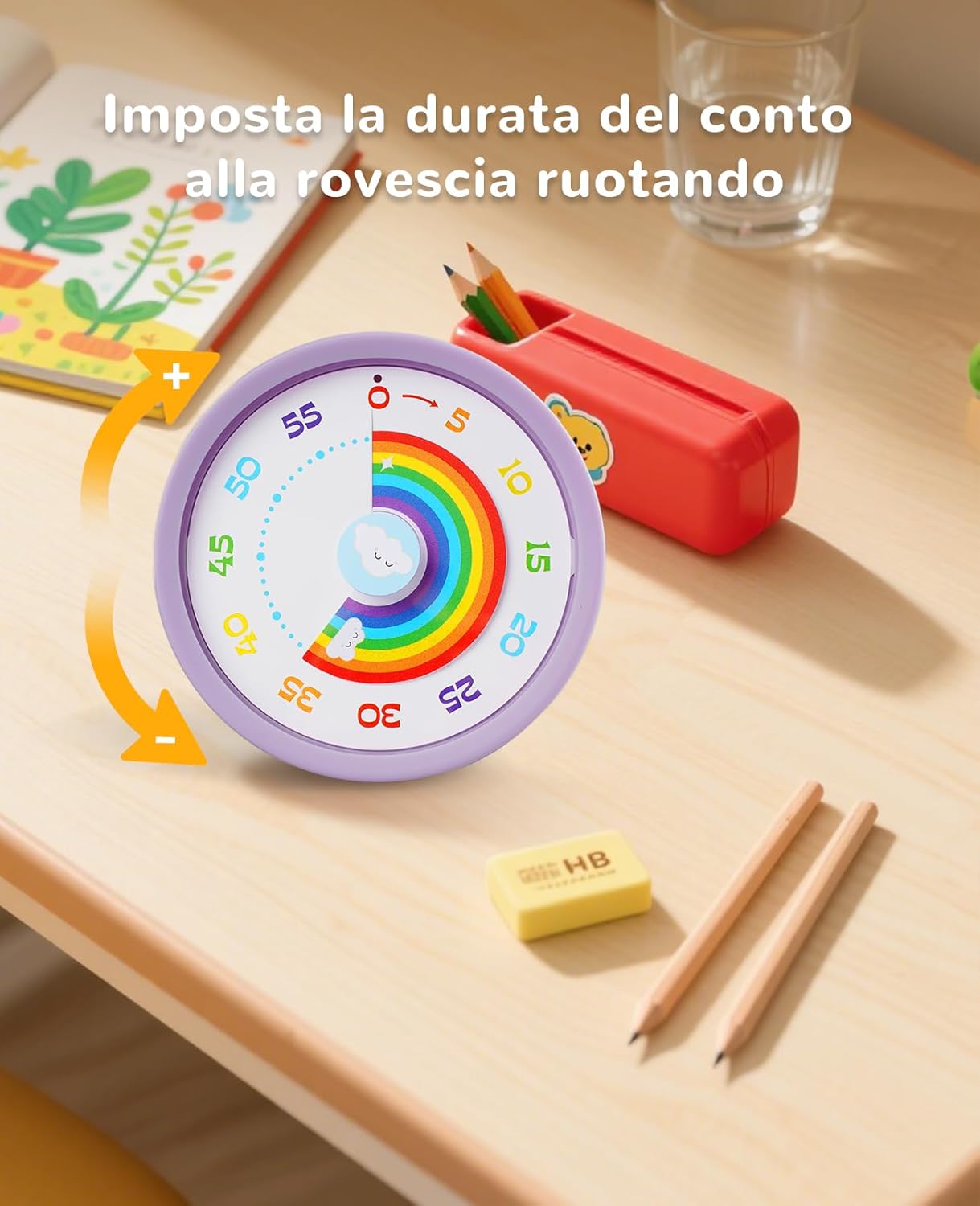 Detalle 2 de Voniobuy Timer Visivo per Bambini – Timer di 60 Minuti con Funzionamento Silenzioso