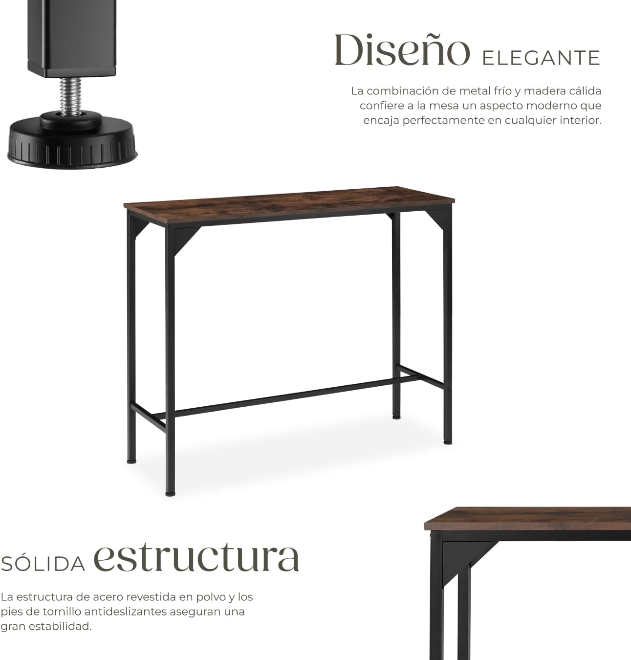 Detalle de tectake® Mesa Comedor Industrial 120x40 cm