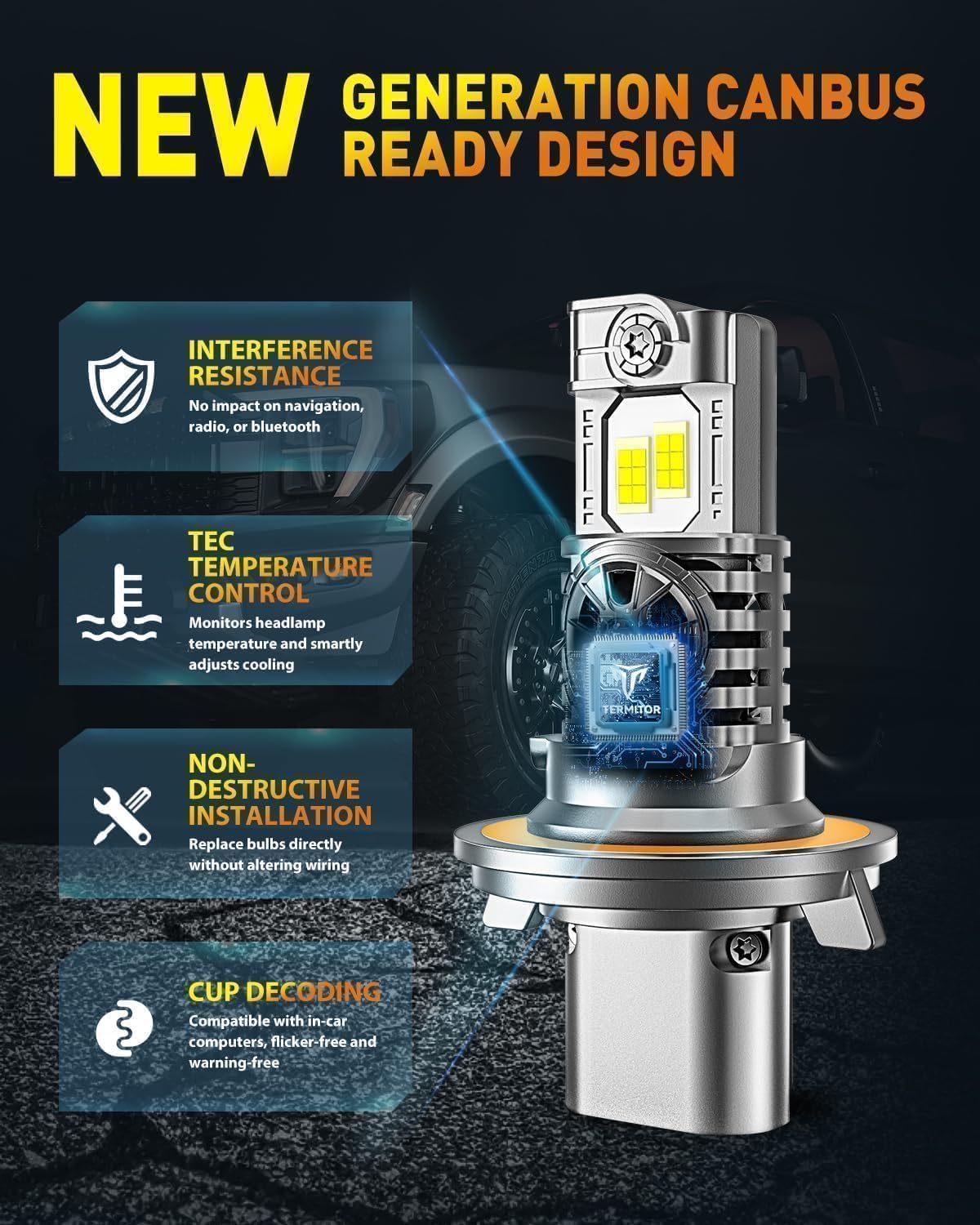 Thumbnail 6 de Termitor H13/9008 80,000LM LED bulbs