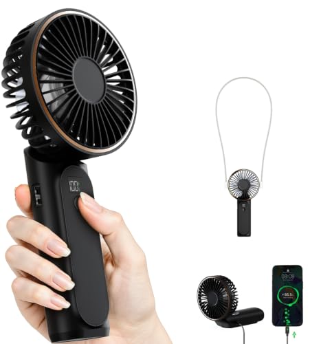 Detalle de TUNISE Handheld Fan Rechargeable: Portable 4000mAh Fan with LED Display and 6 Speeds