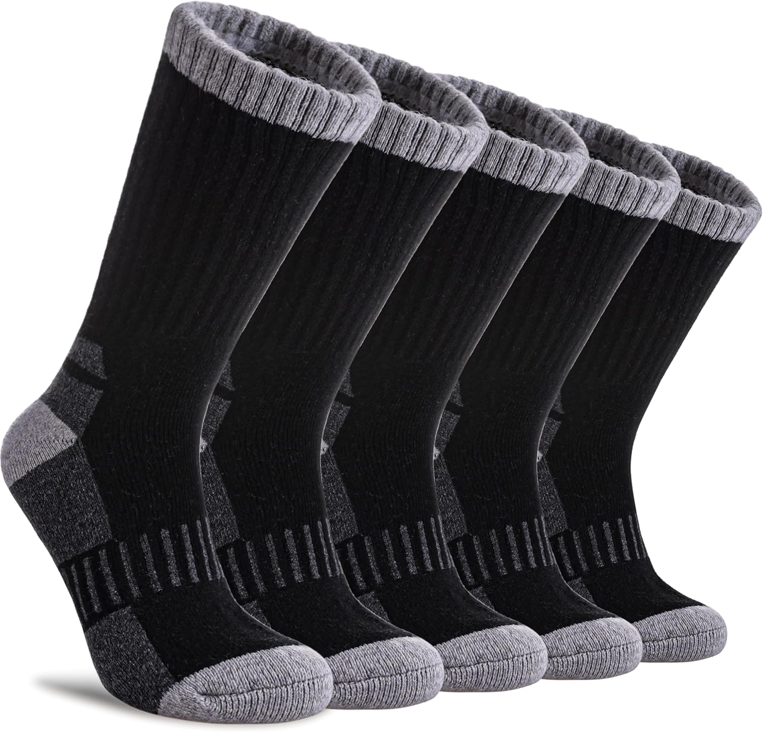 Detalle de DYW Merino Wool Hiking Socks, Cushioned Crew Socks, 5-Pair Pack