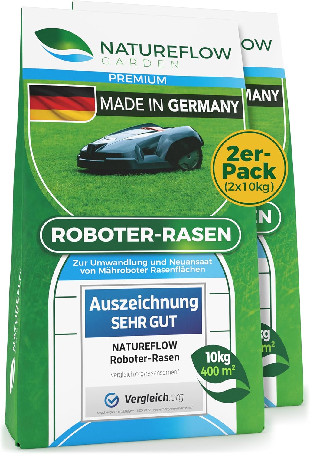 Detalle de Rasensamen schnellkeimend 0,5 kg Frühjahr – Natureflow für Mähroboter-Rasenflächen