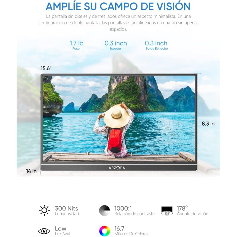 Thumbnail 3 de ARZOPA S1 Table monitor 15,6" FullHD 60 Hz