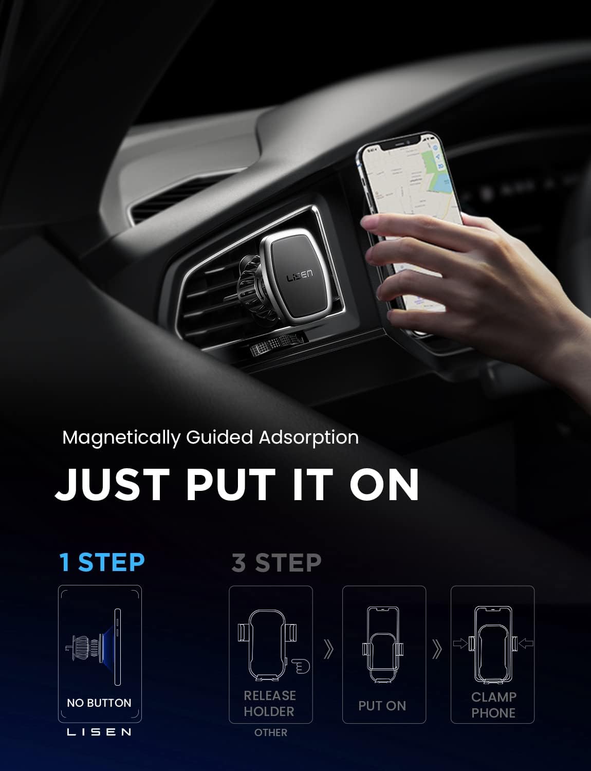 Detalle 2 de LISEN 2 Pack Magnetic Phone Holder for Car