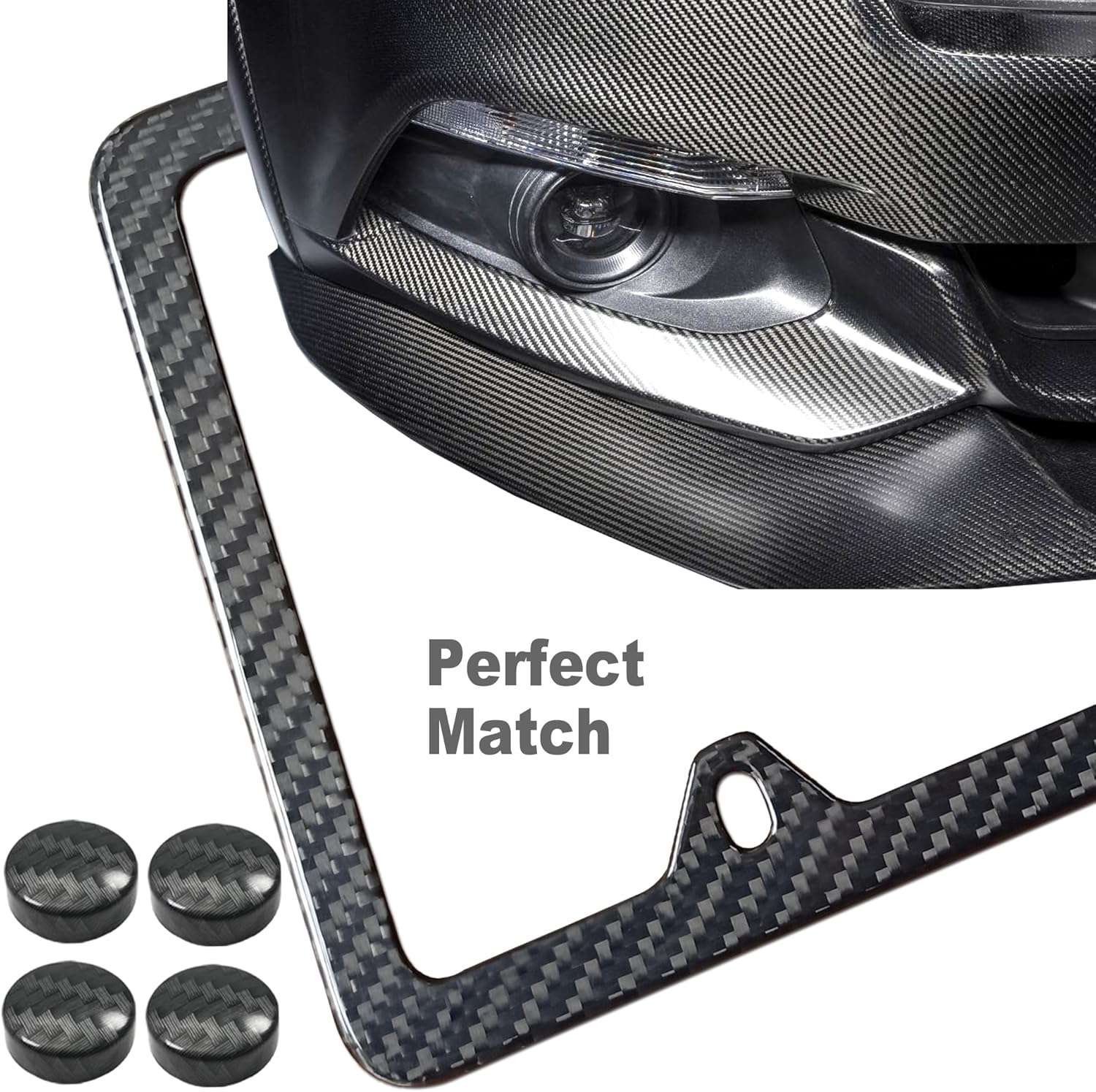 Thumbnail 6 de ZXFOOG Carbon Fiber License Plate Frame (4-Hole) — Slim Black Stainless Steel Frame, Handcrafted Cloth-Wrapped, 1 Pack