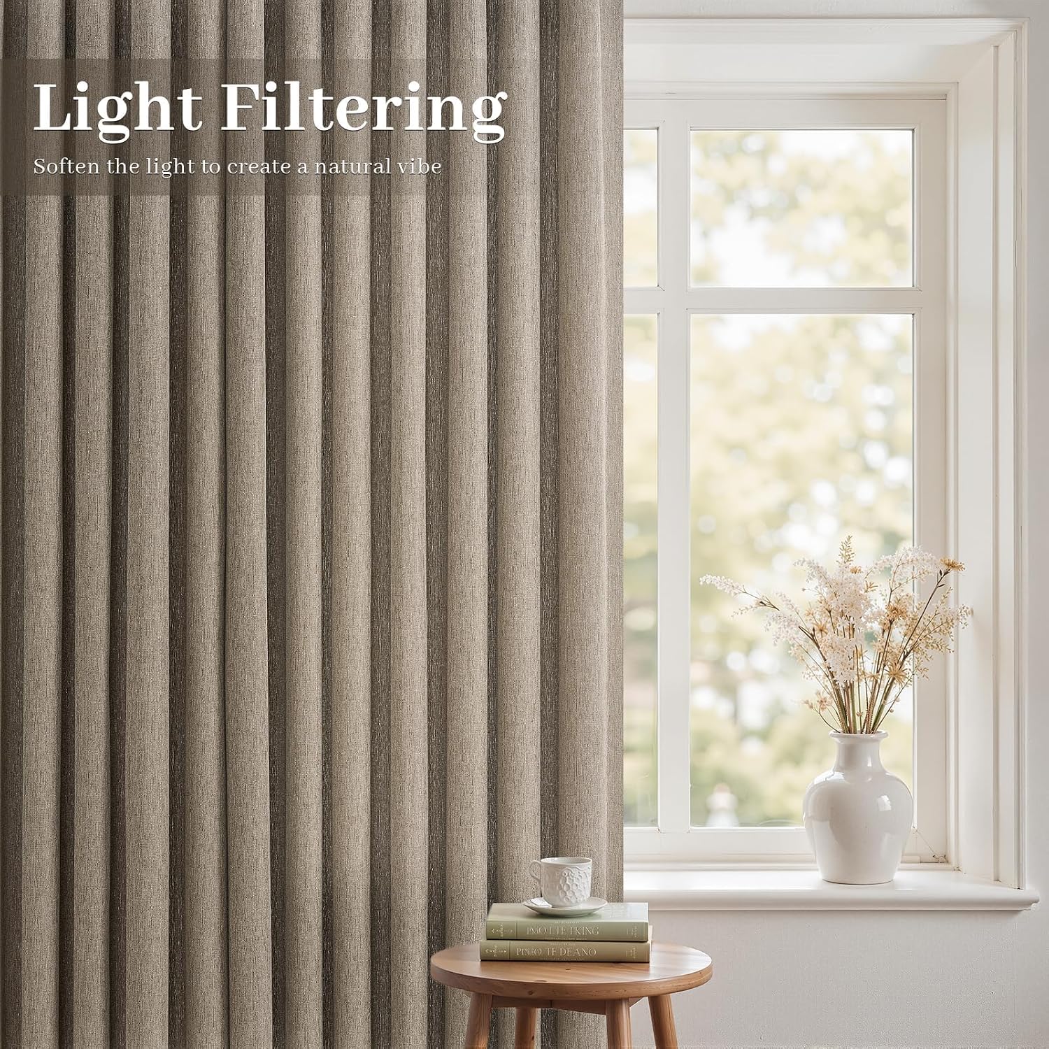 Detalle 2 de Drapenova Burlywood Pinch Pleat Curtains, 84-Inch, Light-Filtering 2-Panel Set