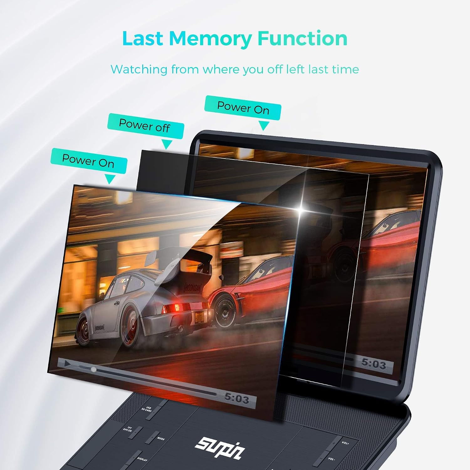 Thumbnail 6 de SUNPIN PD151-BL-US Portable DVD Player, 15.6-Inch HD Swivel Screen