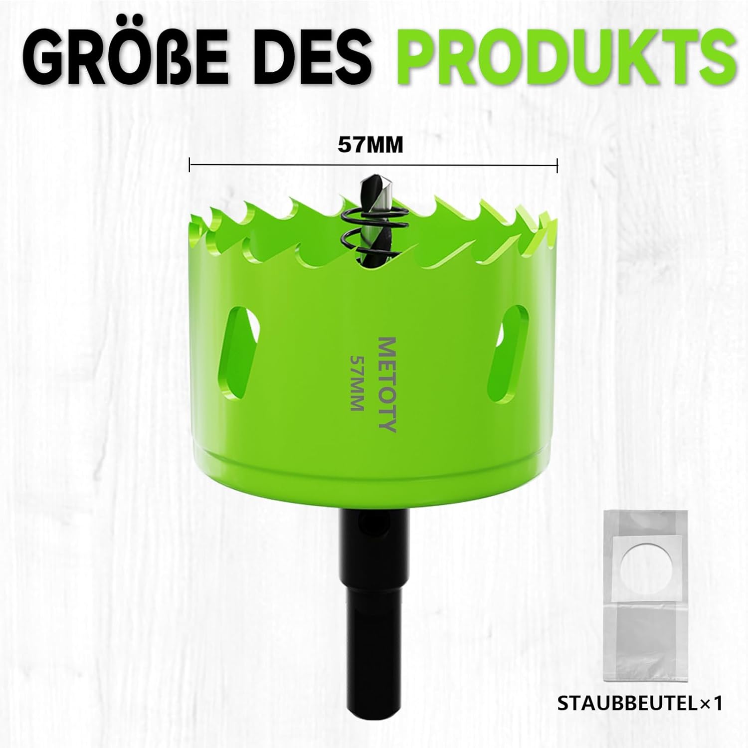 Thumbnail 1 de METOTY 57mm Bi-Metall-Lochsäge – Universal HSS M42 mit Dreikant-Schaftadapter und Zentrierbohrer