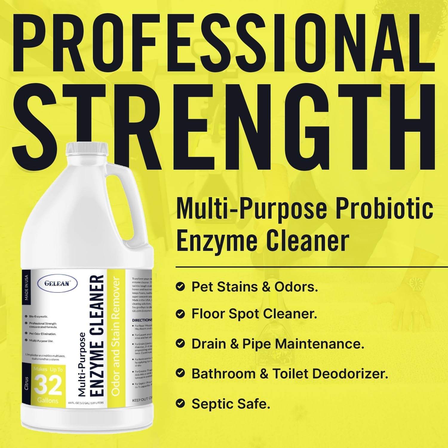 Thumbnail 1 de GELEAN Enzyme Cleaner Probiotic Citrus Cleaner, Concentrated 64 oz.